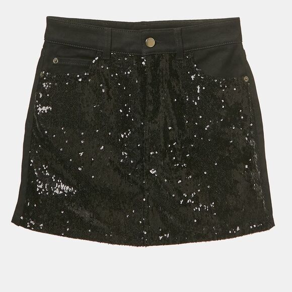 Emporio Armani Black Sequin Embellished Denim Mini Skirt M